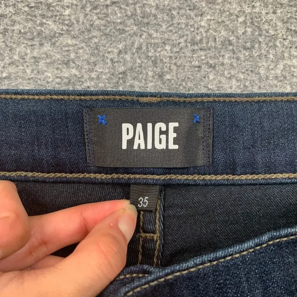 Paige Jeans Mens 35 Blue Federal Slim Straight Mid Rise Stretch Denim Dark Wash